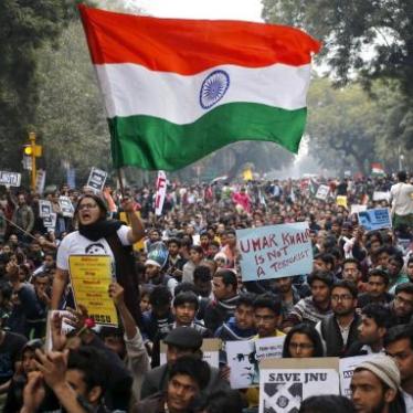 A protest demanding the release of students at Jawaharlal National University, arrested for sedition in New Delhi, February 24, 2016. 