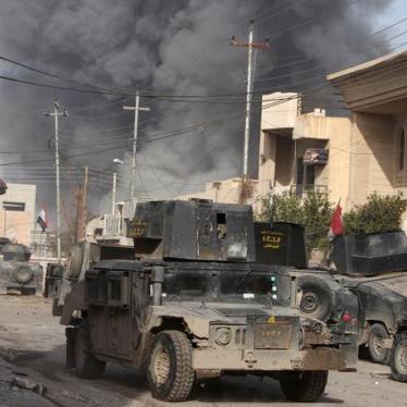 Smoke rises from an airstrike during a battle with Islamic State militants in the Tahrer neighborhood of Mosul, Iraq on January 10, 2017.