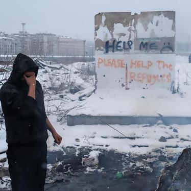A migrant outside of a customs warehouse in Belgrade, Serbia, January 18, 2017. 