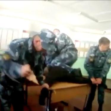 Screen shot from leaked footage of how Evgeny Makarov, a prisoner in Yaroslavl Colony No. 1, was brutally tortured in June 2017.