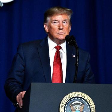 President Donald Trump addresses the audience at the 75th annual AMVETS National Convention in Louisville, Kentucky.