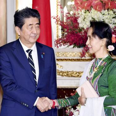 Aung San Suu Kyi, a Burmese politician, diplomat, author, and Nobel Peace Prize laureate (1991), meets Japan's Prime Minister Shinzo Abe at Akasaka Palace in Minato Ward, Tokyo on October 21, 2019. Aung San Suu Kyi comes to Japan to attend an enthronement
