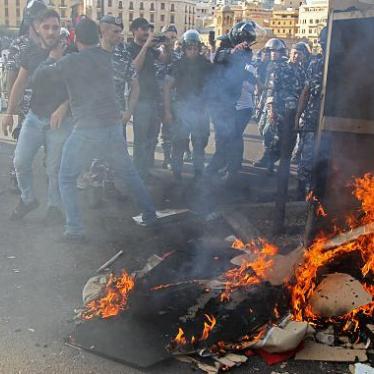 Violent groups attacked anti-government protesters and torched their tents in downtown Beirut, Lebanon on October 29, 2019.
