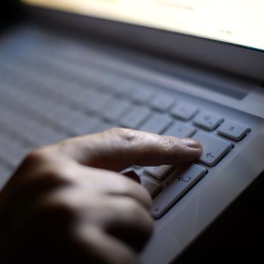 Someone uses a laptop for online research. 